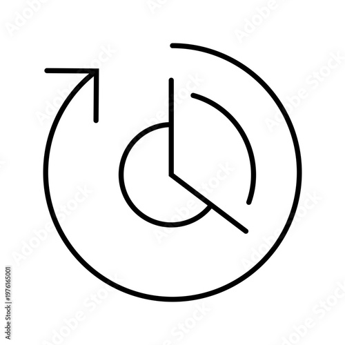 Time clock icon. Business and time management line symbol. Black and white.