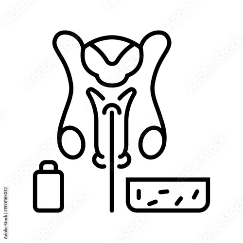 Urethra swab icon. Healthcare and diagnostics line symbol. Black and white.