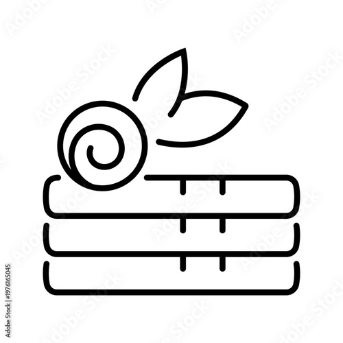 Towel stack icon. Home and bathroom line symbol. Black and white.