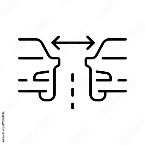 Vehicle communication icon. Transportation and vehicle communication line symbol. Black and white.