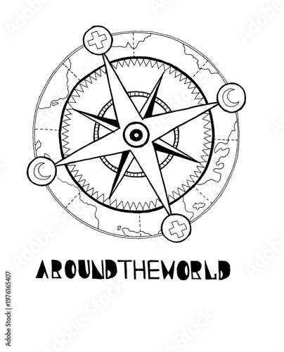 Compass and globe design for World Red Cross Red Crescent Day, symbolizing global humanitarian relief, medical aid, and volunteerism.