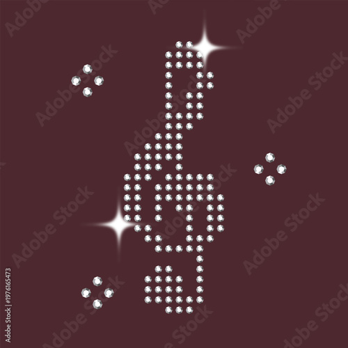 Bedazzled Rhinestone Element G-Clef Treble