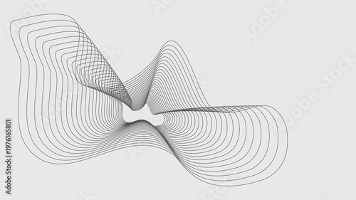 Minimalist Dark Grey Abstract Flowing Lines Vortex on Off-White Background