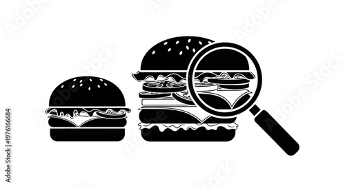 Black and white burger illustration.