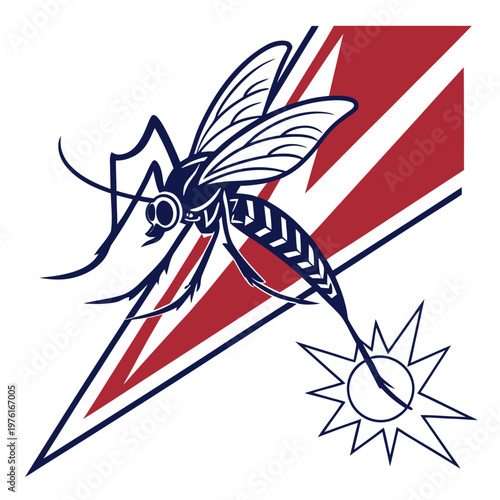 Bild auf Leinwand Mosquito striking a bursting star, symbolizing pest eradication, a powerful attack, or an effective solution against insects