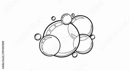 A cluster of various sized bubbles with highlights and shading