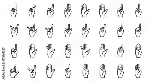 Comprehensive guide to various hand gestures and finger signals for communication or symbolic representation Vector