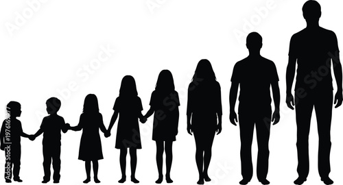 Title family silhouette growth and generations standing together description a black silhouette