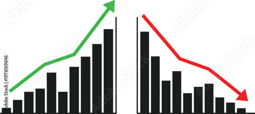 Financial chart with rising and falling trends