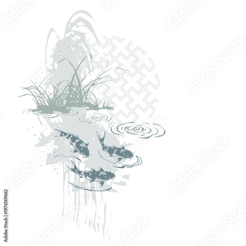 carp koi fish abstract brush japanese chinese vector ink traditional asian design isolated
