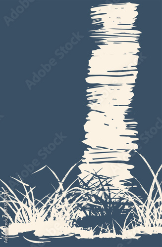 moon river reflection abstract brush japanese chinese vector ink traditional asian design isolated