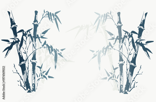 bamboo tree abstract brush japanese chinese vector ink traditional asian design isolated