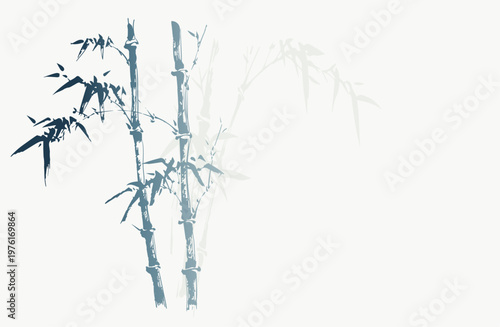 bamboo tree abstract brush japanese chinese vector ink traditional asian design isolated