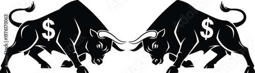 Dollar sign bulls a symbol of financial conflict