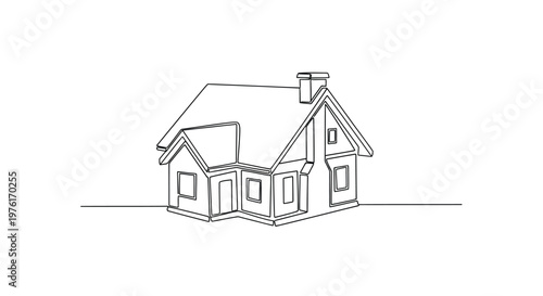 Sketch of a house with chimney and real estate line art white background hand drawn building