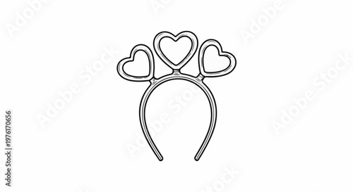 A headband with three outlined hearts atop