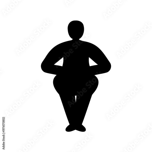 Overweight person silhouette, obese man icon, black figure, vector illustration