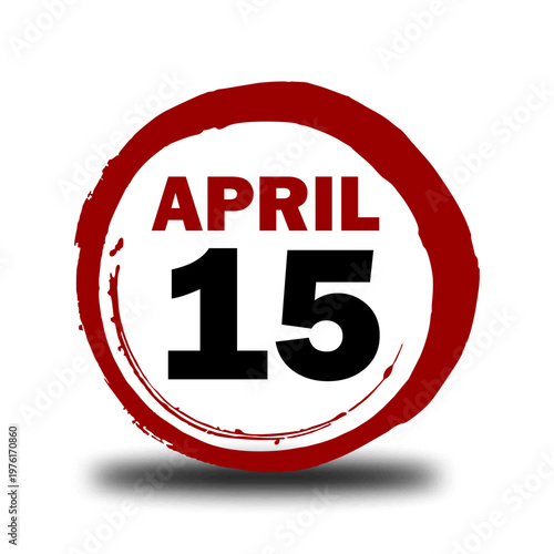 Tableau sur toile April 15 Red Circle Calendar Badge