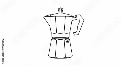 A black and white outline of a classic moka pot coffee maker