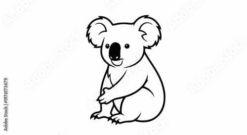 Simple cartoon koala sitting and smiling