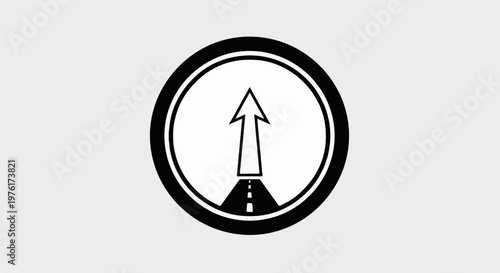 Simple graphic of a road leading to an upward arrow within a circle