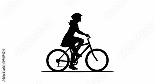Silhouette of a person riding a bicycle on a white background