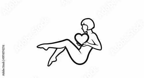 Silhouette of a person with short hair holding a heart shape