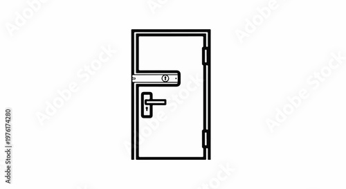 Simple line art depiction of a closed door with a handle and lock