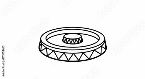 Simple isometric line drawing of a round drum with a textured head