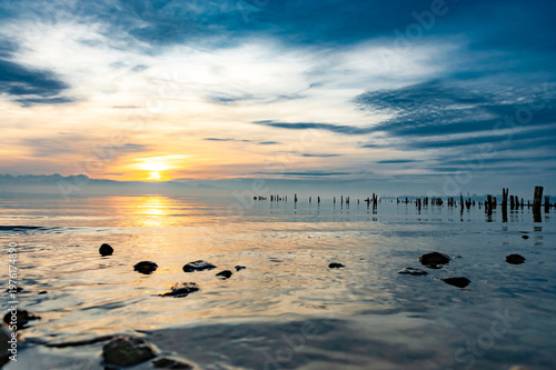 Sonnenuntergang am Bodensee in Deutschland