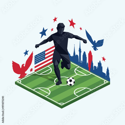 Man Kicking Soccer Ball on Field.
