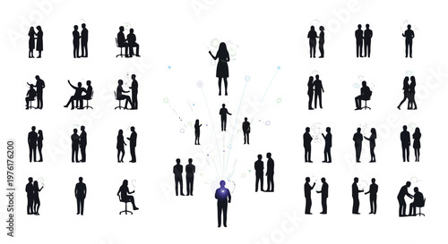 Diverse professional interactions and presentations in a business setting Vector