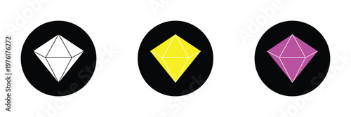 Set of diamonds line in a flat icons style. Abstract black diamond collection icons. Gemstone icons in a linear minimal style. Vector icon logo design diamonds. EPS 10 .