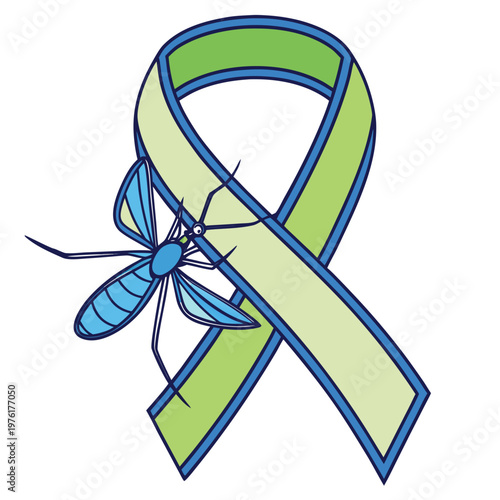 Mosquito disease awareness ribbon vector illustration medical health symbol support concept healthcare science vector.