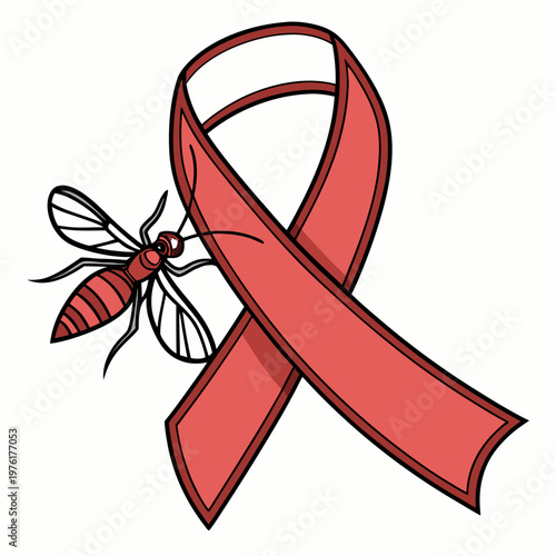 Mosquito disease awareness ribbon vector illustration medical health symbol support concept healthcare science vector.