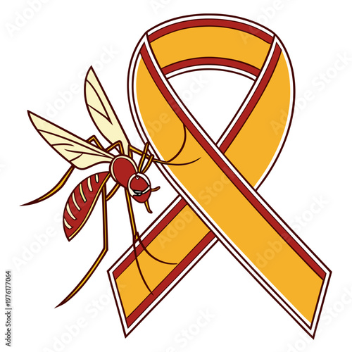 Mosquito disease awareness ribbon vector illustration medical health symbol support concept healthcare science vector.