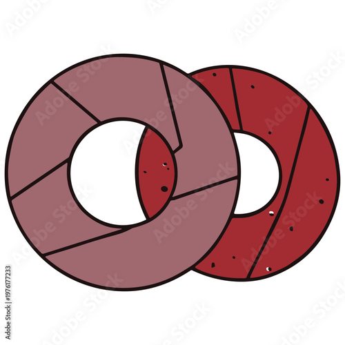 Two delicious donuts are displayed on a white surface side by side.