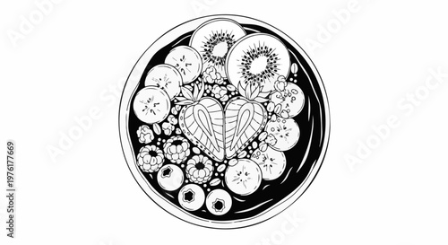 A bowl filled with diverse fruits and seeds, artfully arranged for a healthy meal