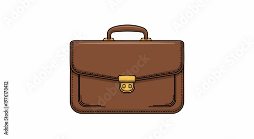 A brown leather briefcase with a gold clasp and handle