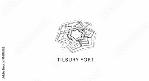 Sketch of a star-shaped historical fortification with surrounding text
