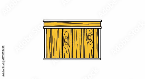 A cartoon depiction of a wooden structure with grain and knot details