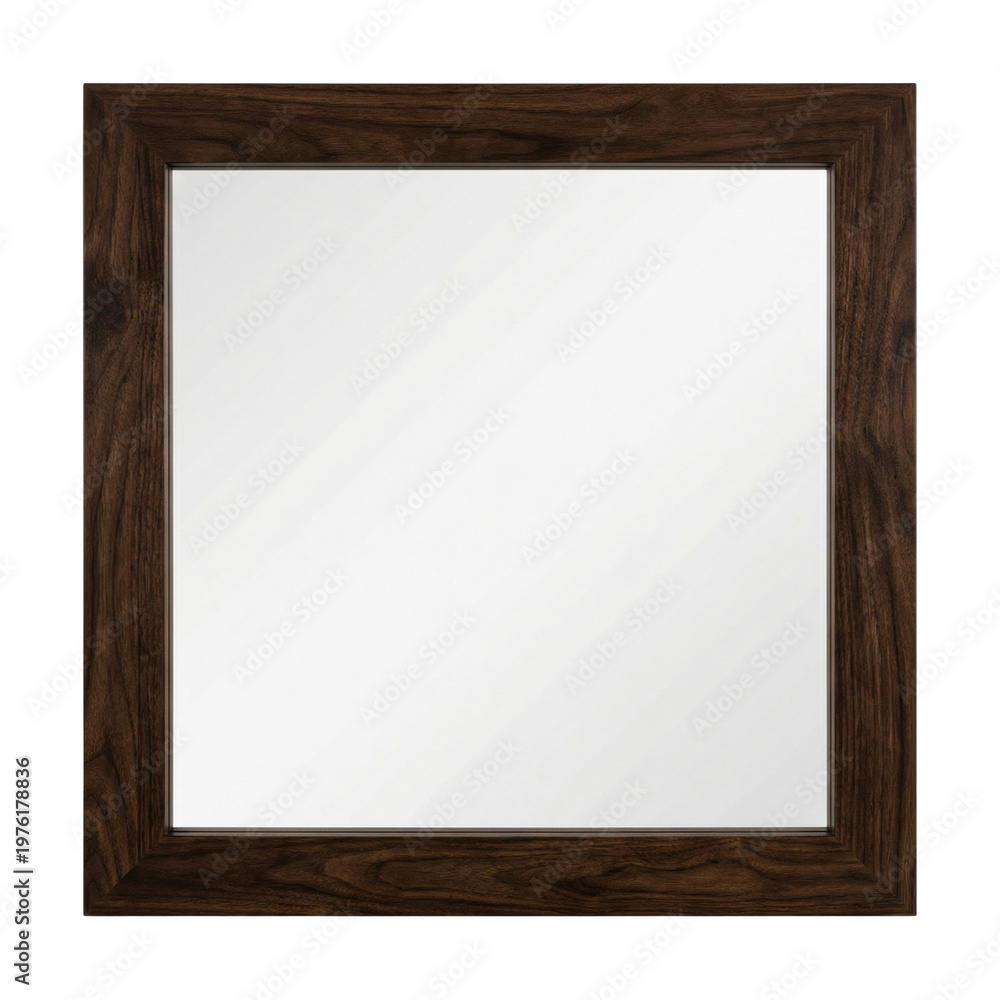 Obraz premium Square wood frame mirror isolated. Home interior decor.