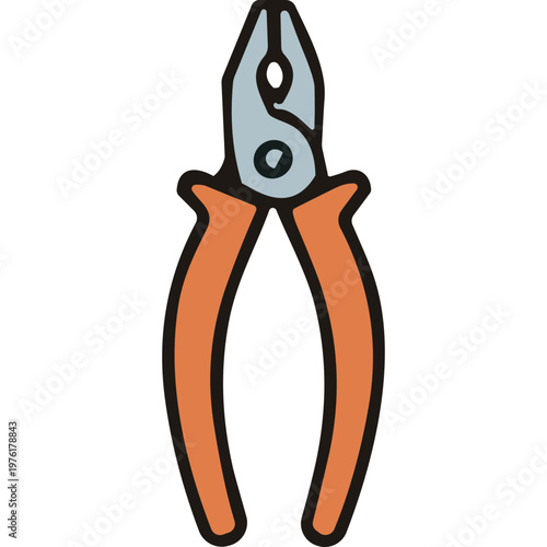 A worker uses orange handled pliers for gripping objects in industry.
