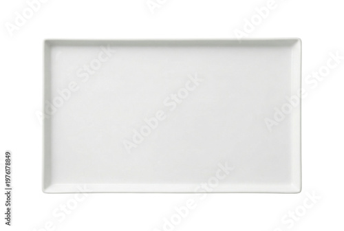 фотографія White rectangular ceramic tray top view isolated