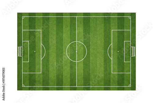 Canvas Print Soccer pitch top view isolated. Football field layout mockup.