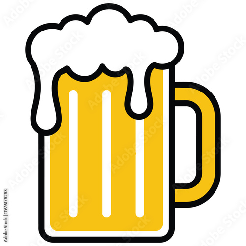 Golden Brew: A vibrant depiction of a frosted mug overflowing with a bubbly golden beverage. A refreshing symbol of relaxation and enjoyment.