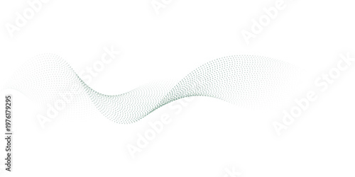 Soft green halftone wave across a bright white canvas, airy dots forming a gentle flowing ribbon, elegant minimal tech backdrop for banners, websites, presentations, clean modern vibe, spacious, calm,