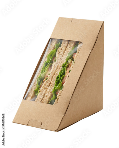 Quadro em tela Cardboard sandwich wedge box side view isolated