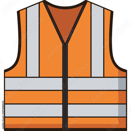 A reflective safety vest is shown on a white background