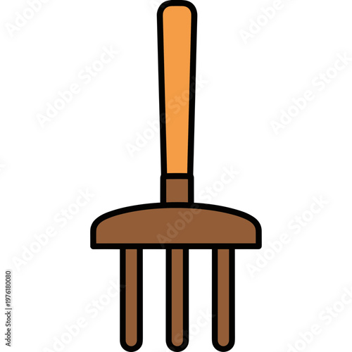 An illustration shows a brown fork with three prongs and a wooden handle.